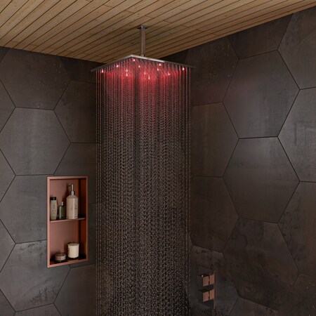 Alfi Brand Brushed Nickel 16" Square Multi Color LED Rain Shower Head LED16S-BN